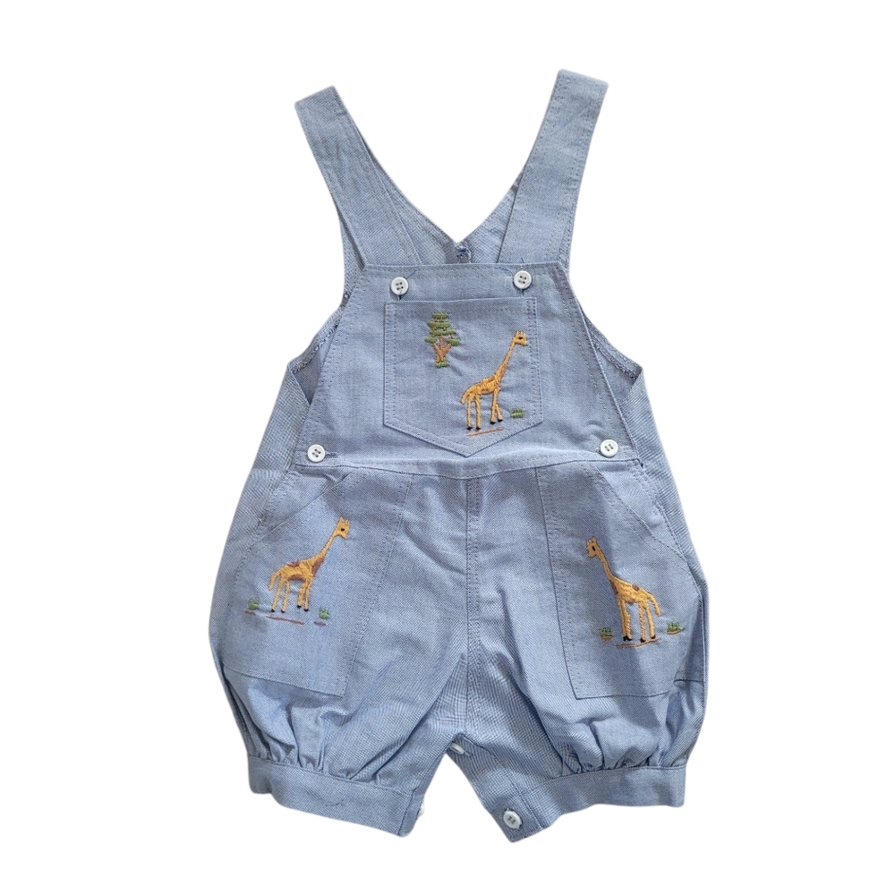 Handmade Embroidered Giraffe Overalls
